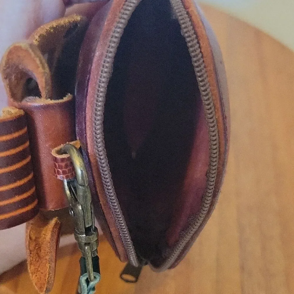Unique Brown Leather Animal Design Clutch